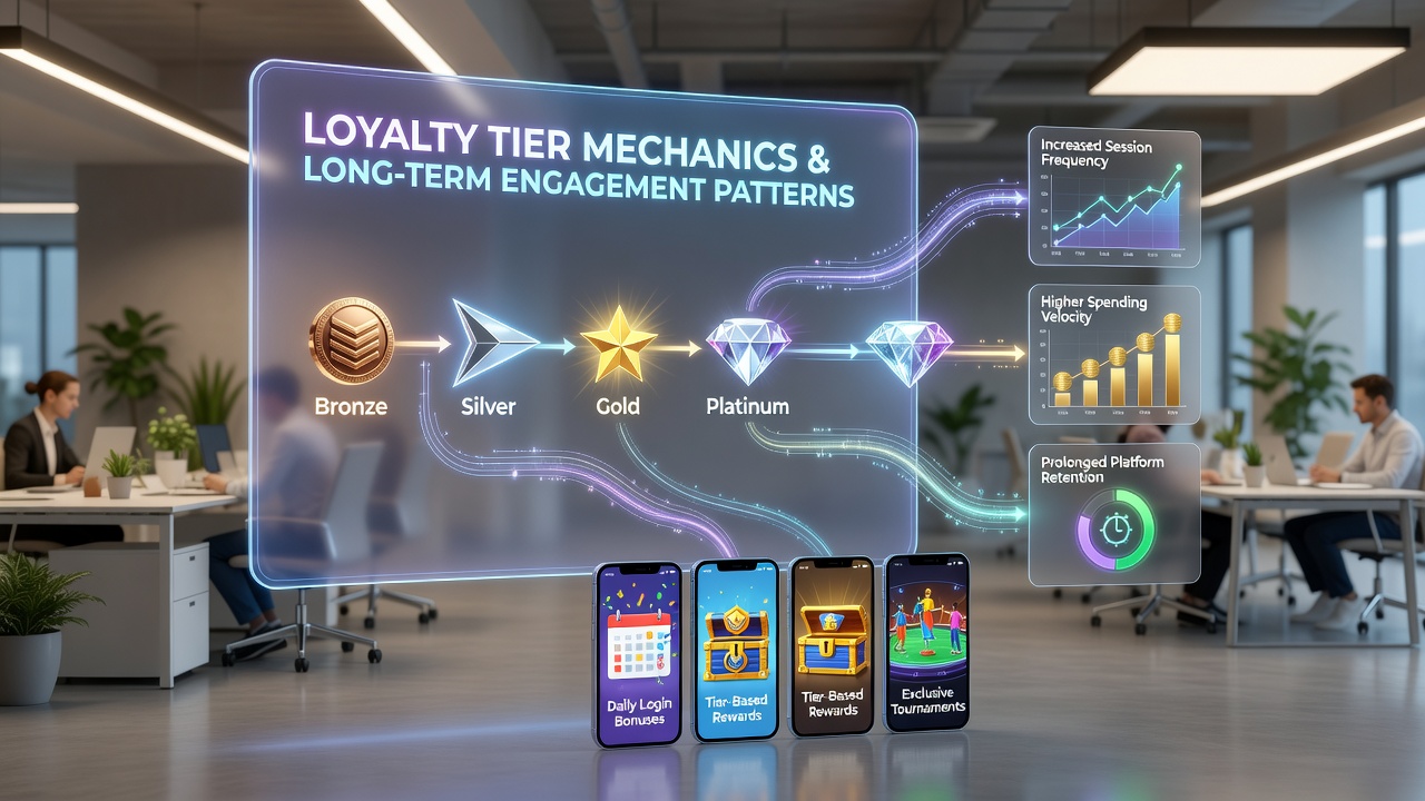 Graph showing engagement patterns across different loyalty tiers in casino apps