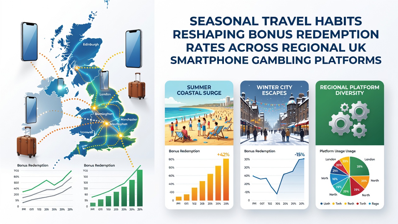 Regional map overlay on smartphone screen displaying bonus redemption hotspots in UK travel destinations