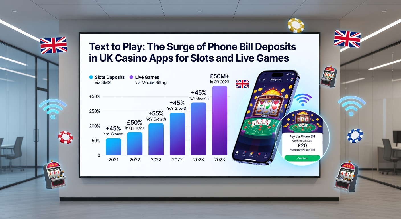 Infographic chart illustrating the year-over-year growth in phone bill deposit usage across UK casino apps, segmented by slots and live games