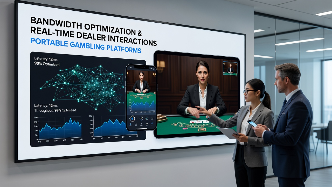 Close-up of a smartphone screen showing live dealer interaction alongside bandwidth usage metrics